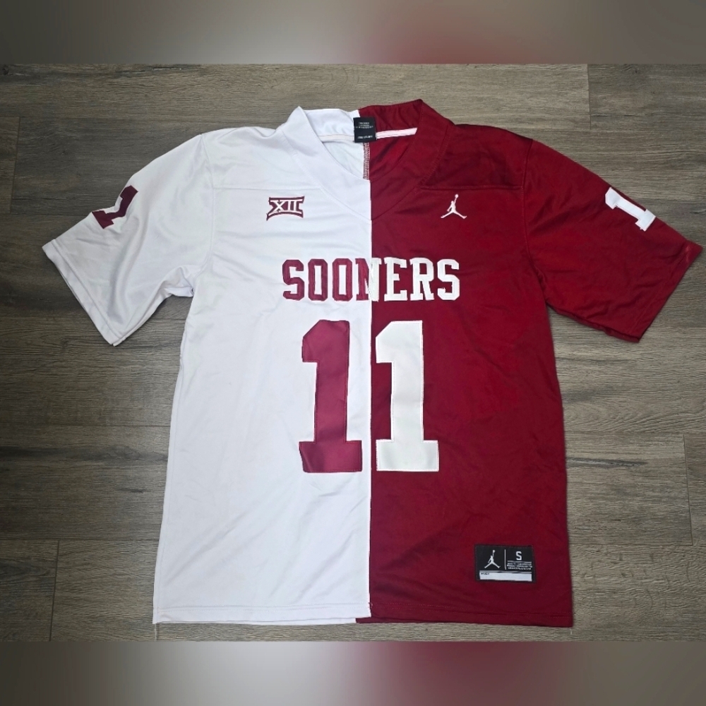Jackson Arnold Oklahoma Sooners Jordan Football Jersey Split White Crimson Small